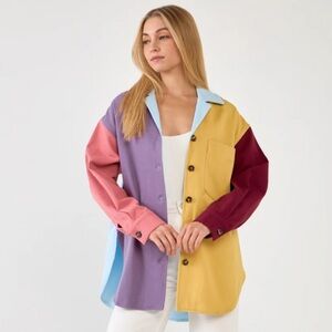 English Factory Colorblock Shirt Jacket NWT